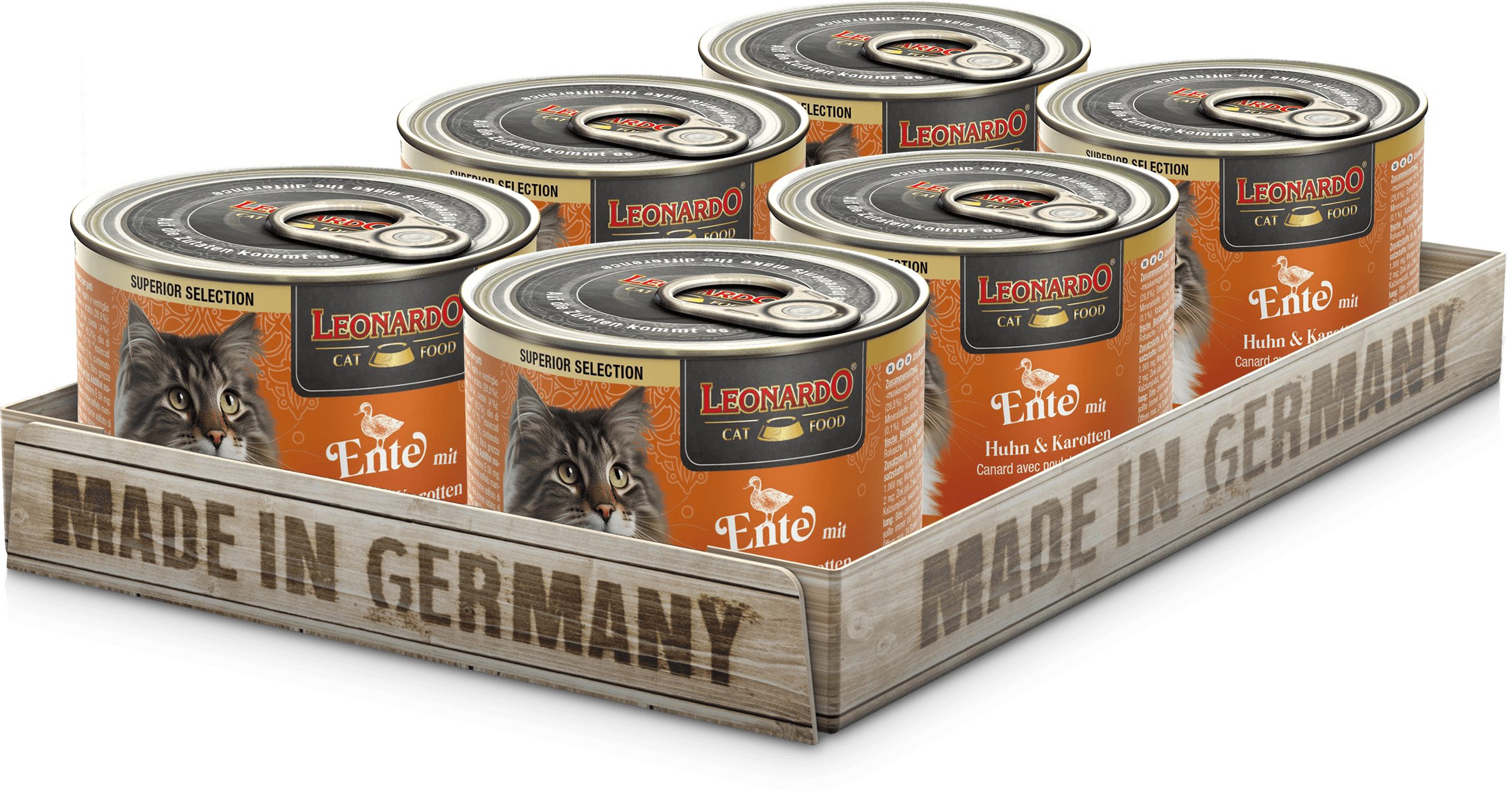 Leonardo Superior Selection Eend met kip & wortelen 6 × 200 g, voorkant