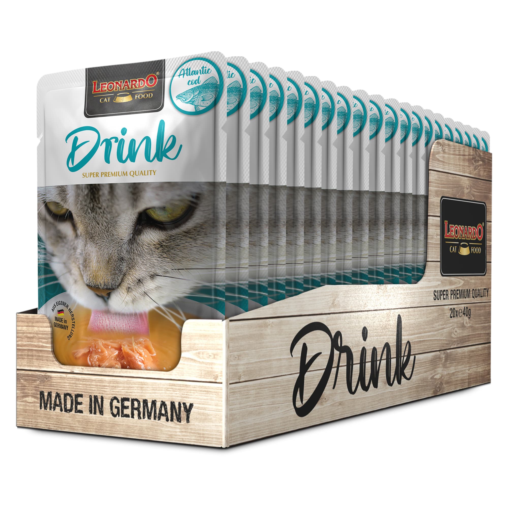 Leonardo Drinks Atlantic cod 20 × 40 g, voorkant
