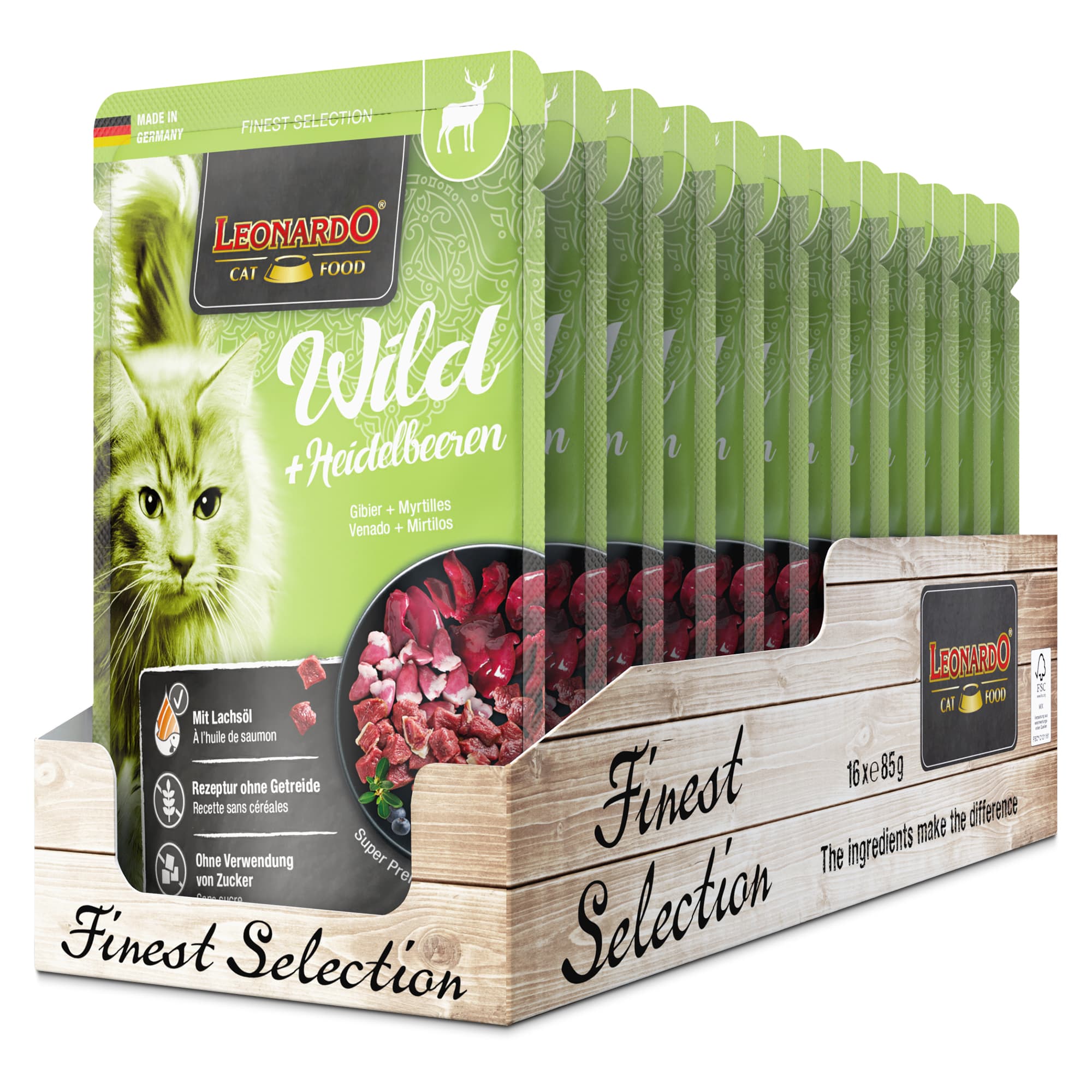 Leonardo Finest Selection Wild + Blauwe bessen 16 × 85 g, voorkant